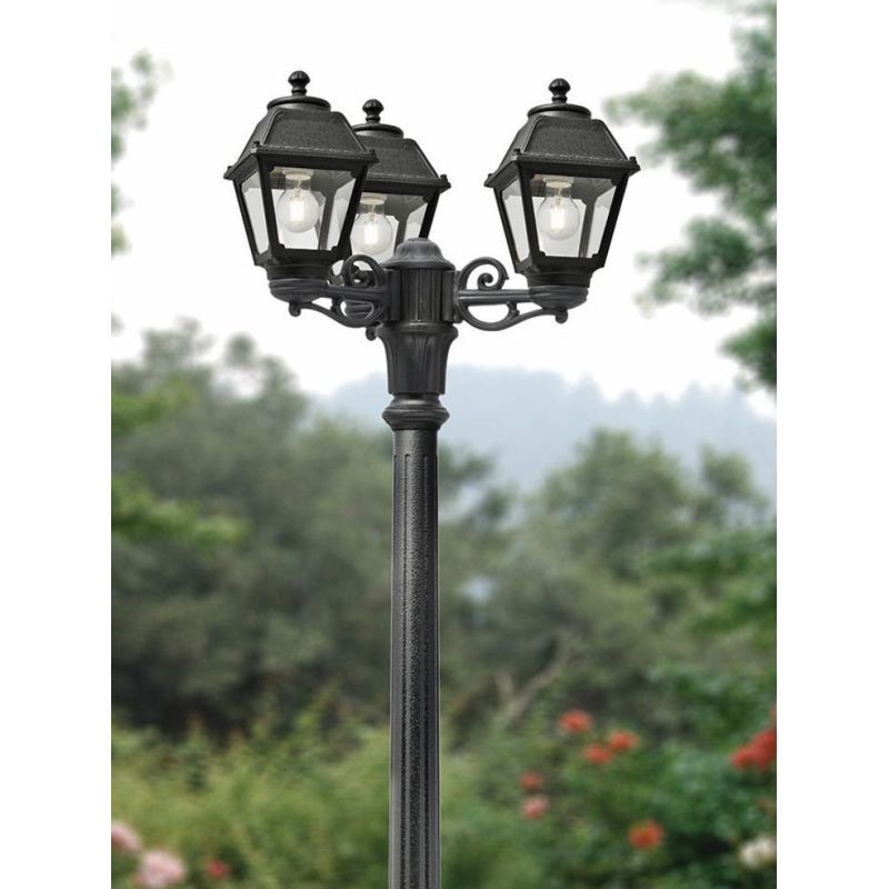 GIGI BISSO MARY PALO DA GIARDINO A 3 LUCI RESINA NERA ALTEZZA CM 207 IP55 MADE IN ITALY FUMAGALLI DARK LIGHT - Cristalensi Shop