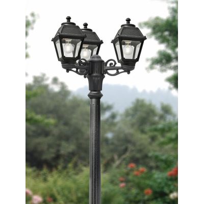 GIGI BISSO MARY PALO DA GIARDINO A 3 LUCI RESINA NERA ALTEZZA CM 207 IP55 MADE IN ITALY FUMAGALLI DARK LIGHT - Cristalensi Shop