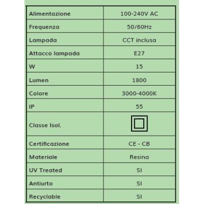 IAFET TOBIA PALO DA GIARDINO CLASSICO IN RESINA BIANCA O NERA ALTEZZA CM 120 IP55 MADE IN ITALY FUMAGALLI DARK LIGHT - Cristalen