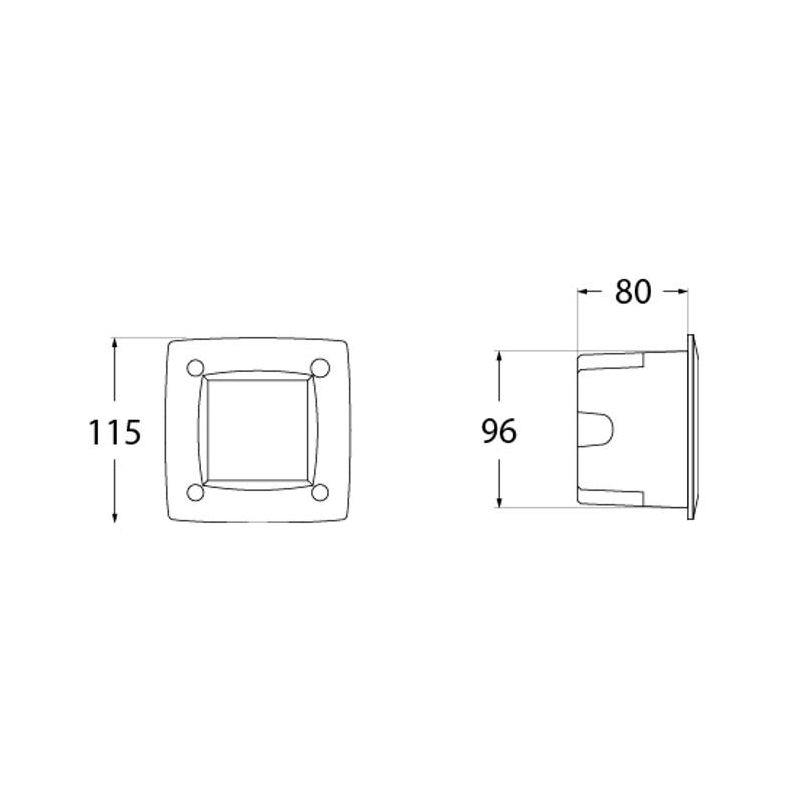 LETI 100 FARETTO DA INCASSO QUADRATO IP66 IN RESINA BIANCO,NERO O GRIGIO LAMPADINA GX53 INCLUSA SOSTITUIBILE DARK LIGHT - Crista