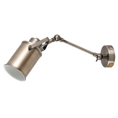 PETER APPLIQUE VINTAGE CON BRACCIO ORIENTABILE E INTERRUTTORE METALLO FINITURA OTTONE LAMPADINA E27 DARK LIGHT - Cristalensi Sho