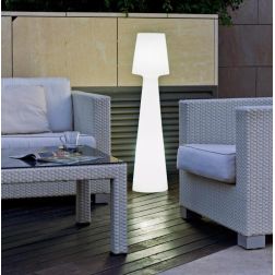 LOLA 110 LAMPADA DA GIARDINO BIANCA RICARICABILE ALTA CM 110 IP65 LED 5W DIMMERABILE MODERNA CON TELECOMANDO DARK LIGHT - Crista