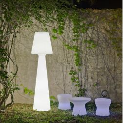 LOLA 110 LAMPADA DA GIARDINO BIANCA RICARICABILE ALTA CM 110 IP65 LED 5W DIMMERABILE MODERNA CON TELECOMANDO DARK LIGHT - Crista 2