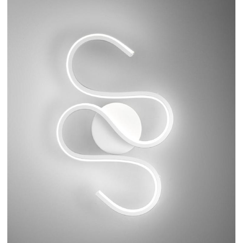 MIKY APPLIQUE SINUOSA ORIGINALE E MODERNA LED DA 21W LUCE 3500K IN ALLUMINIO BIANCO CRISTALENSI LUX - Cristalensi Shop Online
