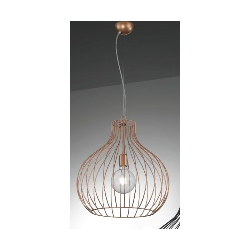 PERA LAMPADARIO STILE VINTAGE IN METALLO RAME,NERO O ORO CON STRUTTURA A GABBIA APERTA ATTACCO E27 CRISTALENSI LUX - Cristalensi