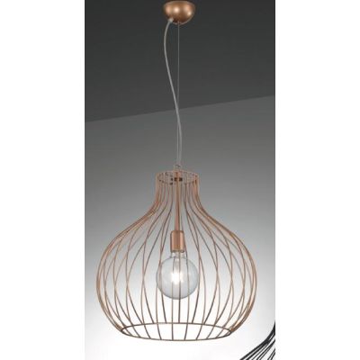 PERA LAMPADARIO STILE VINTAGE IN METALLO RAME,NERO O ORO CON STRUTTURA A GABBIA APERTA ATTACCO E27 CRISTALENSI LUX - Cristalensi