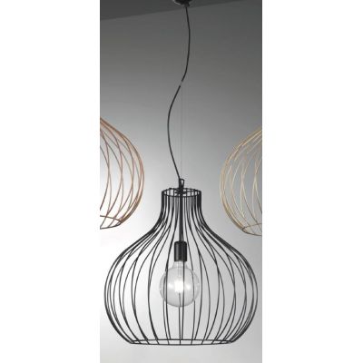 PERA LAMPADARIO D50 CM VINTAGE IN METALLO RAME,NERO O ORO CON STRUTTURA A GABBIA APERTA ATTACCO E27 CRISTALENSI LUX - Cristalens