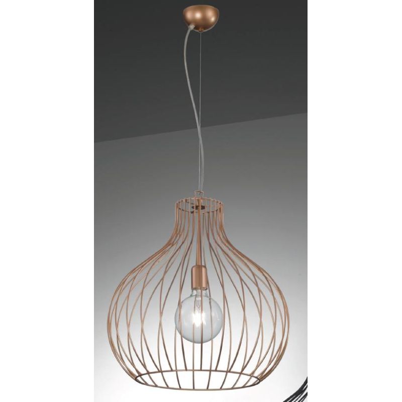 PERA LAMPADARIO D60 CM VINTAGE IN METALLO RAME,NERO O ORO CON STRUTTURA A GABBIA APERTA ATTACCO E27 CRISTALENSI LUX - Cristalens