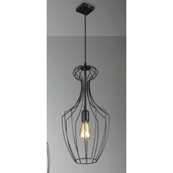 TINO LAMPADARIO VINTAGE ALTO CM 55 IN METALLO NERO CON STRUTTURA A GABBIA APERTA ATTACCO E27 CRISTALENSI LUX - Cristalensi Shop