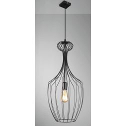 TINO LAMPADARIO VINTAGE ALTO CM 77 IN METALLO NERO CON STRUTTURA A GABBIA APERTA ATTACCO E27 CRISTALENSI LUX - Cristalensi Shop 2