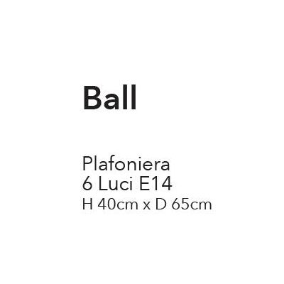 BALL PLAFONIERA MODERNA 6 LUCI IN METALLO NERO CON SFERE IN VETRO BIANCO OPALE LAMPADINE E14 CRISTALENSI LUX - Cristalensi Shop