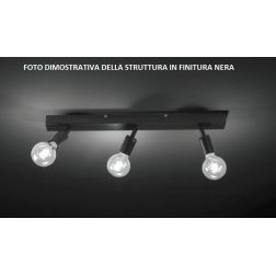OFFICE FARETTO DA SOFFITTO 5 LUCI ORIENTABILI METALLO BIANCO O NERO MODERNO LAMPADINE ATTACCO E27 CRISTALENSI LUX - Cristalensi 2
