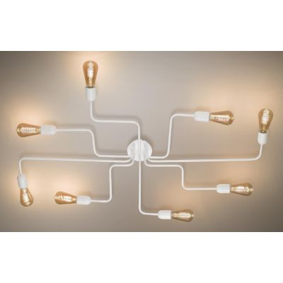 SATELLITE PLAFONIERA STILE VINTAGE CON 8 LUCI IN METALLO BIANCO O NERO LAMPADINE ATTACCO E27 CRISTALENSI LUX - Cristalensi Shop