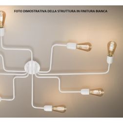 SATELLITE PLAFONIERA STILE VINTAGE CON 6 LUCI IN METALLO BIANCO O NERO LAMPADINE ATTACCO E27 CRISTALENSI LUX - Cristalensi Shop 2