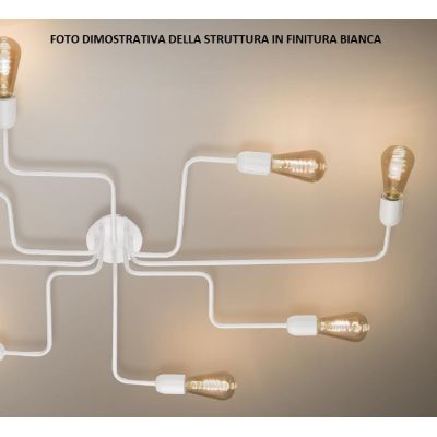 SATELLITE PLAFONIERA STILE VINTAGE CON 6 LUCI IN METALLO BIANCO O NERO LAMPADINE ATTACCO E27 CRISTALENSI LUX - Cristalensi Shop