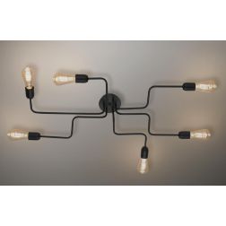 SATELLITE PLAFONIERA STILE VINTAGE CON 6 LUCI IN METALLO BIANCO O NERO LAMPADINE ATTACCO E27 CRISTALENSI LUX - Cristalensi Shop