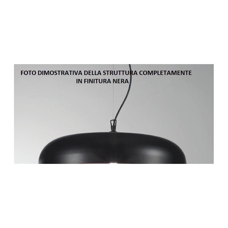 ELITE LAMPADARIO A SOSPENSIONE MODERNO IN METALLO NERO CON INTERNO IN TRE COLORI LAMPADINA E27 CRISTALENSI LUX - Cristalensi Sho