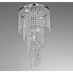 ISABELLA PLAFONIERA MODERNA IN METALLO CROMO CON PENDENTI IN CRISTALLO DIAMETRO CM 35 CRISTALENSI LUX - Cristalensi Shop Online