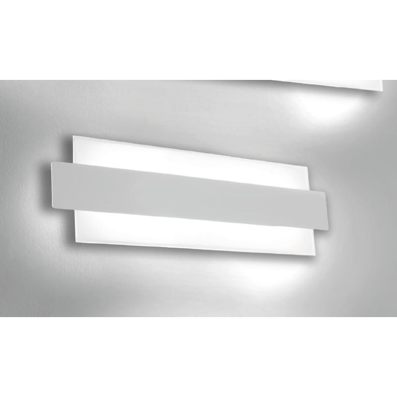 LARISSA APPLIQUE MEDIA MODERNA LED 40W LUCE 4000K IN VETRO E ALLUMINIO BIANCO LARGHEZZA CM 46 CRISTALENSI LUX - Cristalensi Shop