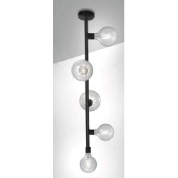 MIAMI PLAFONIERA LINEARE 5 LUCI IN METALLO NERO DESIGN MODERNO PORTALAMPADE ATTACCO E27 CRISTALENSI LUX - Cristalensi Shop Onlin