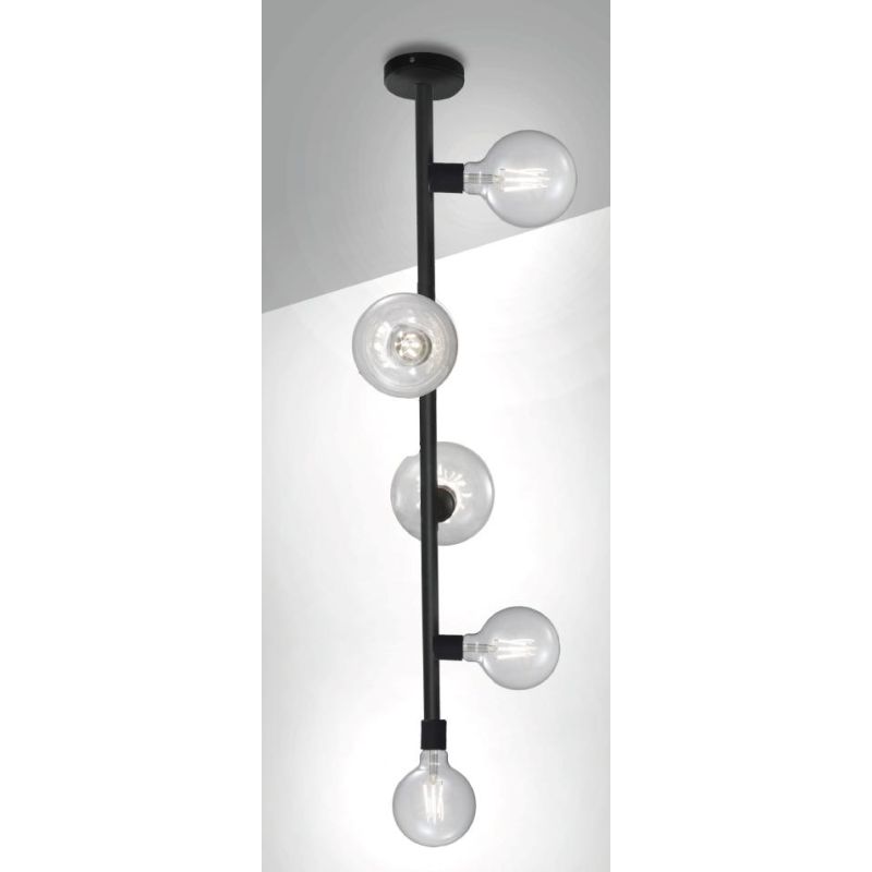 MIAMI PLAFONIERA LINEARE 5 LUCI IN METALLO NERO DESIGN MODERNO PORTALAMPADE ATTACCO E27 CRISTALENSI LUX - Cristalensi Shop Onlin