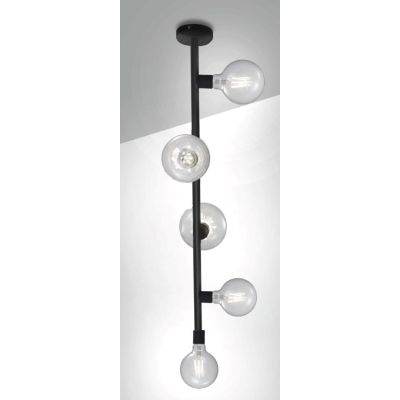 MIAMI PLAFONIERA LINEARE 5 LUCI IN METALLO NERO DESIGN MODERNO PORTALAMPADE ATTACCO E27 CRISTALENSI LUX - Cristalensi Shop Onlin