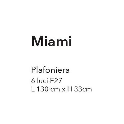 MIAMI PLAFONIERA LINEARE 6 LUCI IN METALLO NERO DESIGN MODERNO PORTALAMPADE ATTACCO E27 CRISTALENSI LUX - Cristalensi Shop Onlin