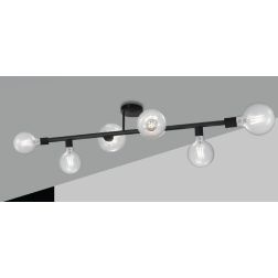 MIAMI PLAFONIERA LINEARE 6 LUCI IN METALLO NERO DESIGN MODERNO PORTALAMPADE ATTACCO E27 CRISTALENSI LUX - Cristalensi Shop Onlin 2