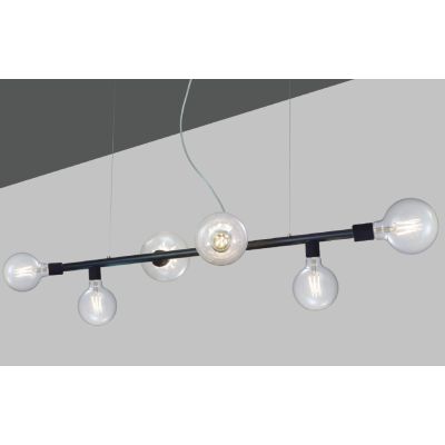 MIAMI SOSPENSIONE LINEARE A 6 LUCI IN METALLO NERO DESIGN MODERNO PORTALAMPADE ATTACCO E27 CRISTALENSI LUX - Cristalensi Shop On