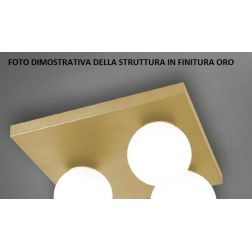 MOON PLAFONIERA QUADRATA MODERNA 4 LUCI METALLO NERO,ORO O BRONZO LAMPADINE ATTACCO E14 CRISTALENSI LUX - Cristalensi Shop Onlin 2