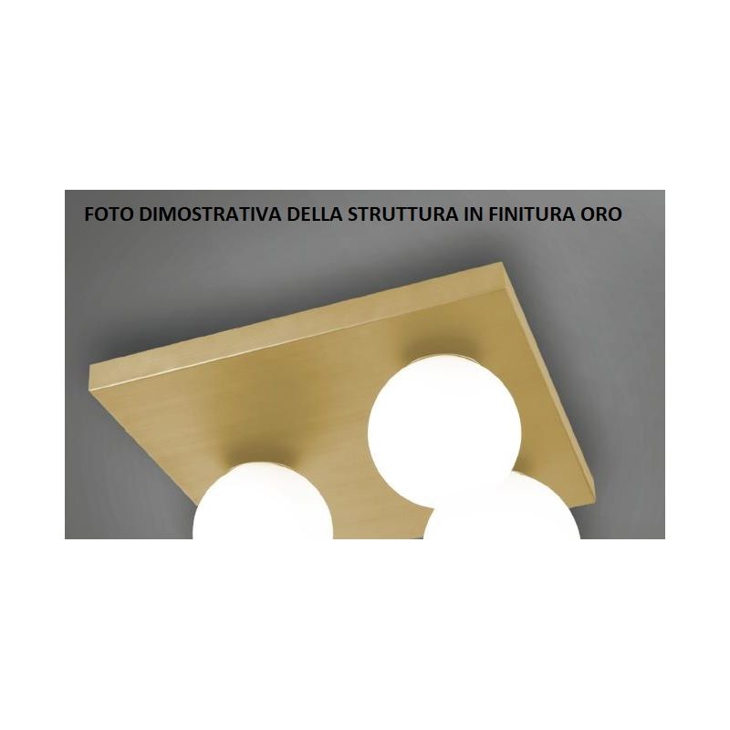 MOON PLAFONIERA QUADRATA MODERNA 4 LUCI METALLO NERO,ORO O BRONZO LAMPADINE ATTACCO E14 CRISTALENSI LUX - Cristalensi Shop Onlin