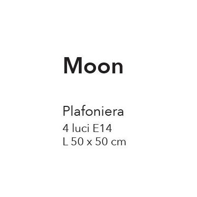 MOON PLAFONIERA QUADRATA MODERNA 4 LUCI METALLO NERO,ORO O BRONZO LAMPADINE ATTACCO E14 CRISTALENSI LUX - Cristalensi Shop Onlin