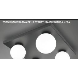 MOON PLAFONIERA QUADRATA MODERNA 3 LUCI METALLO NERO,ORO O BRONZO LAMPADINE ATTACCO E14 CRISTALENSI LUX - Cristalensi Shop Onlin 2