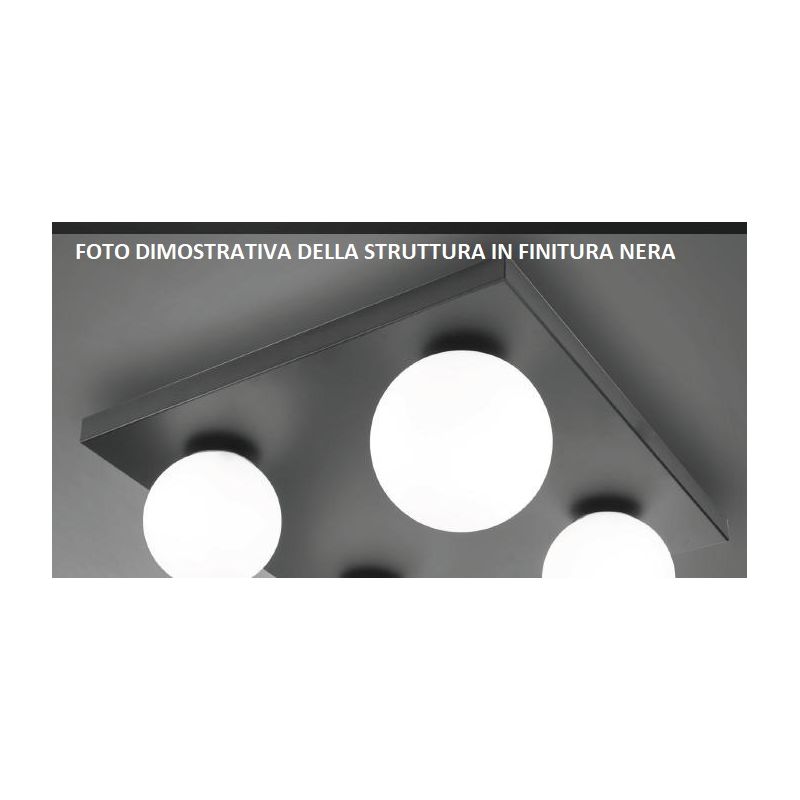 MOON PLAFONIERA QUADRATA MODERNA 3 LUCI METALLO NERO,ORO O BRONZO LAMPADINE ATTACCO E14 CRISTALENSI LUX - Cristalensi Shop Onlin