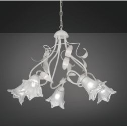 GIORGIA LAMPADARIO CLASSICO 5 LUCI METALLO AVORIO O BRONZO DIFFUSORI FLOREALI IN VETRO CRISTALENSI LUX - Cristalensi Shop Online