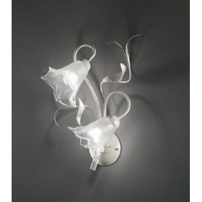GIORGIA APPLIQUE CLASSICA 2 LUCI METALLO AVORIO O BRONZO CON DIFFUSORI FLOREALE IN VETRO CRISTALENSI LUX - Cristalensi Shop Onli