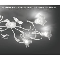 GIORGIA PLAFONIERA CLASSICA 3 LUCI METALLO AVORIO O BRONZO DIFFUSORI FLOREALI IN VETRO CRISTALENSI LUX - Cristalensi Shop Online 2
