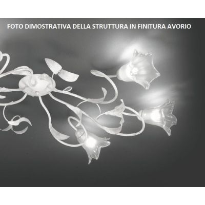GIORGIA PLAFONIERA CLASSICA 3 LUCI METALLO AVORIO O BRONZO DIFFUSORI FLOREALI IN VETRO CRISTALENSI LUX - Cristalensi Shop Online
