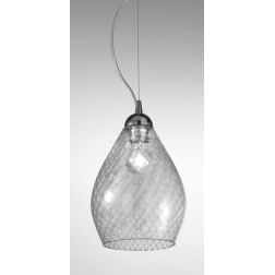 PLANET SOSPENSIONE SINGOLA IN STILE VINTAGE IN VETRO TRASPARENTE DECORATO A RILIEVO CRISTALENSI LUX - Cristalensi Shop Online