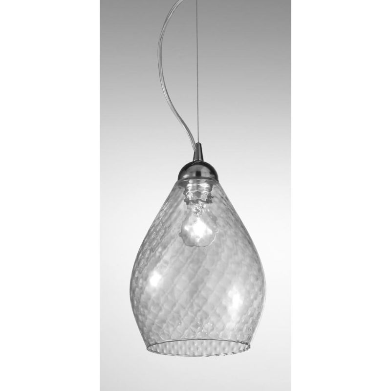 PLANET SOSPENSIONE SINGOLA IN STILE VINTAGE IN VETRO TRASPARENTE DECORATO A RILIEVO CRISTALENSI LUX - Cristalensi Shop Online