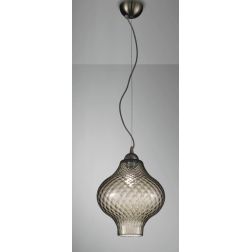 OLIO SOSPENSIONE SINGOLA IN STILE VINTAGE IN VETRO FUME' CON DECORI A RILIEVO CRISTALENSI LUX - Cristalensi Shop Online 2