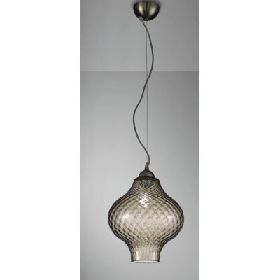 OLIO SOSPENSIONE SINGOLA IN STILE VINTAGE IN VETRO FUME' CON DECORI A RILIEVO CRISTALENSI LUX - Cristalensi Shop Online