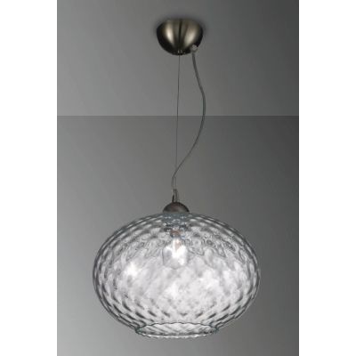 CIPOLLA SOSPENSIONE SINGOLA ROTONDA IN STILE VINTAGE IN VETRO TRASPARENTE CON DECORI A RILIEVO CRISTALENSI LUX - Cristalensi Sho