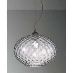 CIPOLLA SOSPENSIONE SINGOLA ROTONDA IN STILE VINTAGE IN VETRO TRASPARENTE CON DECORI A RILIEVO CRISTALENSI LUX - Cristalensi Sho