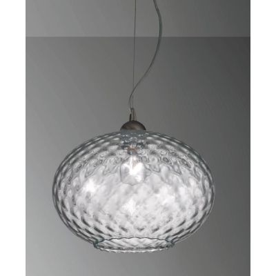 CIPOLLA SOSPENSIONE SINGOLA ROTONDA IN STILE VINTAGE IN VETRO TRASPARENTE CON DECORI A RILIEVO CRISTALENSI LUX - Cristalensi Sho