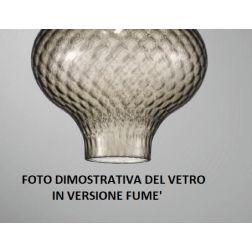 STALIO SOSPENSIONE SINGOLA STILE VINTAGE IN VETRO TRASPARENTE,FUME OPPURE ROSA CON DECORI A RILIEVO CRISTALENSI LUX - Cristalens 2