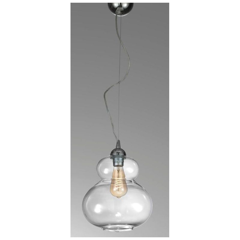 CANTINA SOSPENSIONE SINGOLA IN STILE VINTAGE IN VETRO TRASPARENTE LAMPADINA ATTACCO E27 CRISTALENSI LUX - Cristalensi Shop Onlin