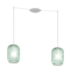 TENDER SOSPENSIONE CON DECENTRO IN METALLO CROMO O BIANCO CON DIFFUSORI IN VETRO COLORATO Top Light Illuminazione - Cristalensi