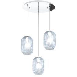 TENDER SOSPENSIONE 3 LUCI ROTONDA BASE IN FINITURA CROMO CON DIFFUSORI IN VETRO COLORATO Top Light Illuminazione - Cristalensi S