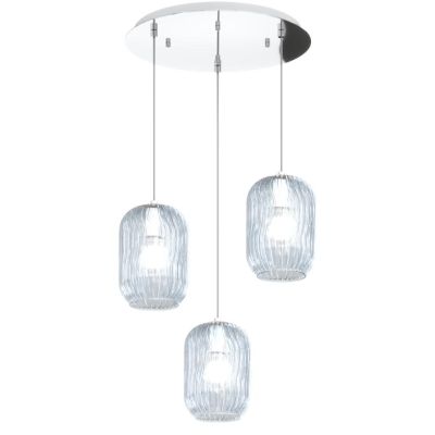 TENDER SOSPENSIONE 3 LUCI ROTONDA BASE IN FINITURA CROMO CON DIFFUSORI IN VETRO COLORATO Top Light Illuminazione - Cristalensi S